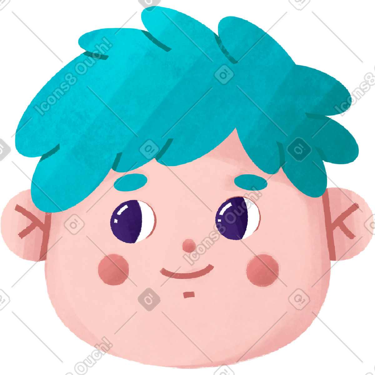 Bonbon 스타일의 Smiling man with blue hair 일러스트레이션 PNG, SVG 다운로드