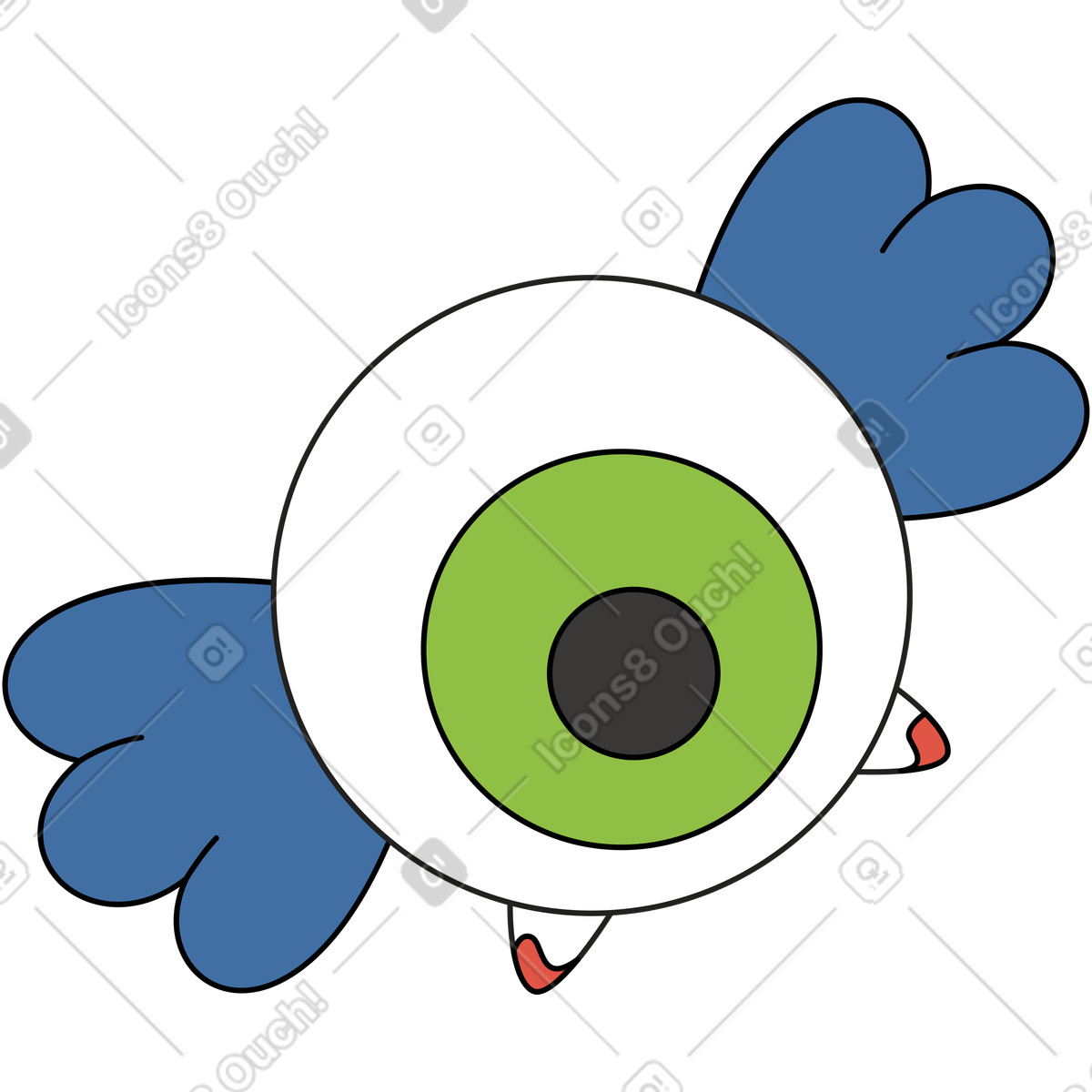 Auge mit flügeln-Illustration im Sitcom-Stil als Download in PNG, SVG
