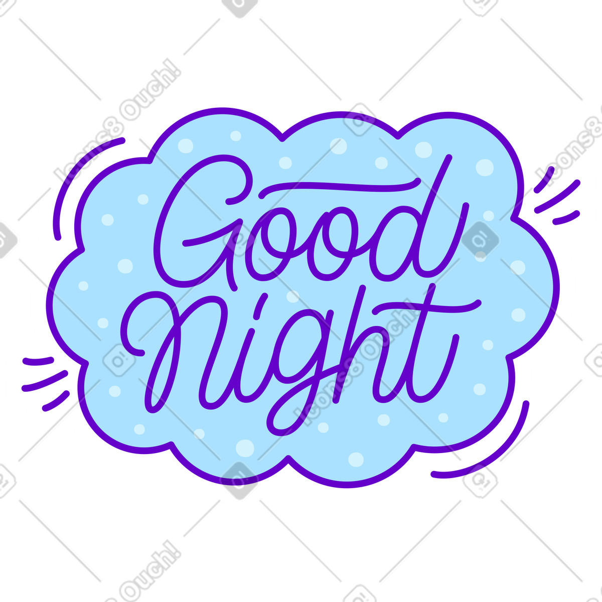 Lettering sticker good night dots text illustration in style download in PNG, SVG