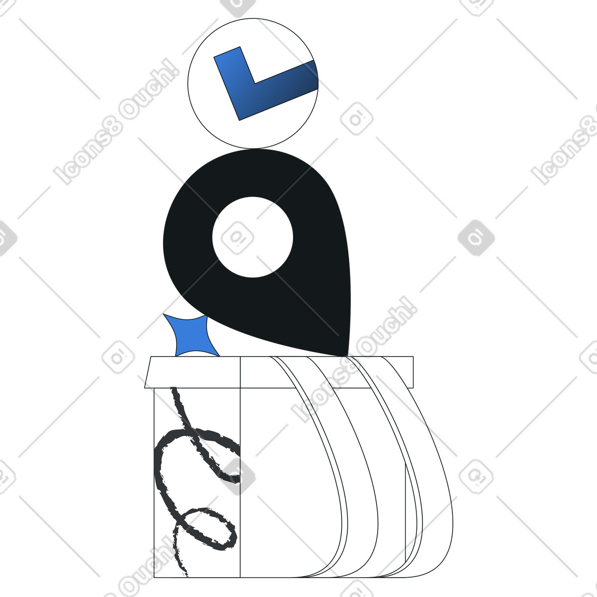 Successful package delivery, Shipping location verified, Online order delivered illustration in Midnight style download in PNG, SVG