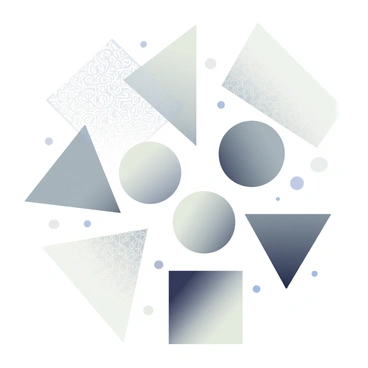 An eye-catching digital illustration featuring geometric shapes and patterns in a monochromatic color scheme.