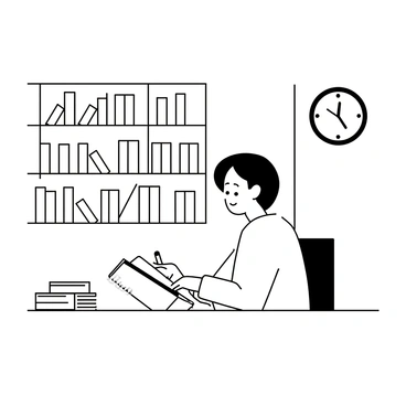 A student sitting at a library table, waiting for their study group to arrive while reading a book.