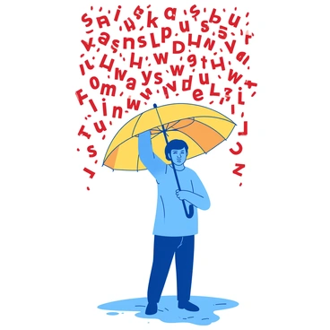 A person holding an umbrella against a rain of harsh words