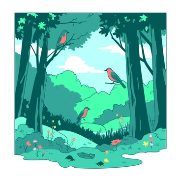 A forest filled with birds singing in perfect consonance