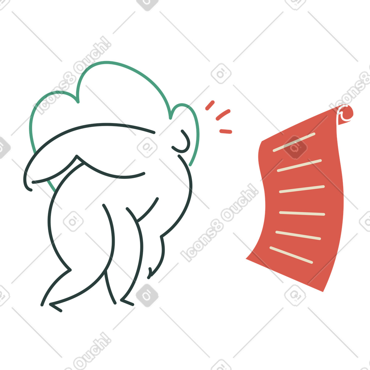 Surprised woman looking at new terms illustration in Macaroni style download in PNG, SVG