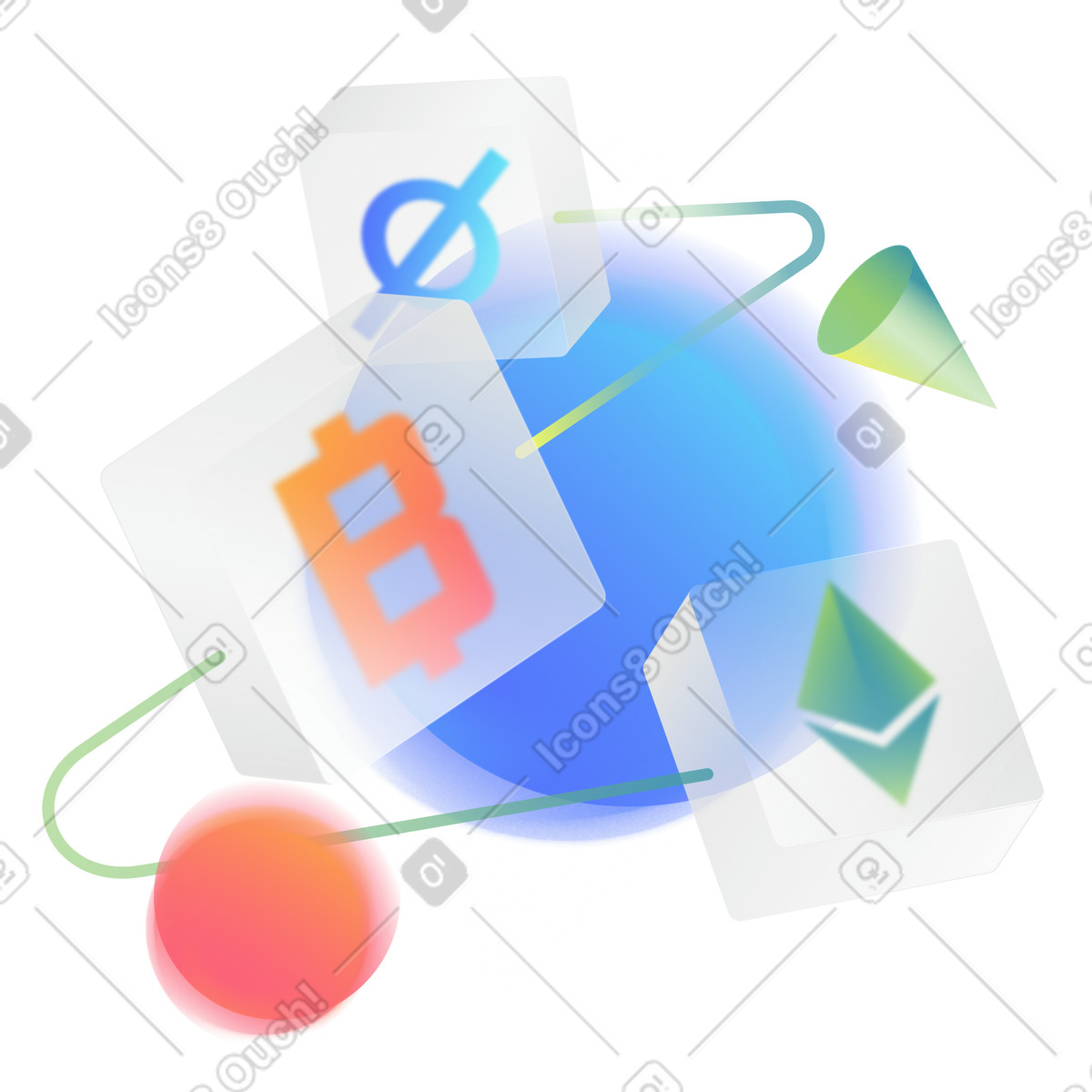 Blockchain and cryptocurrency for crypto investment illustration in PNG, SVG