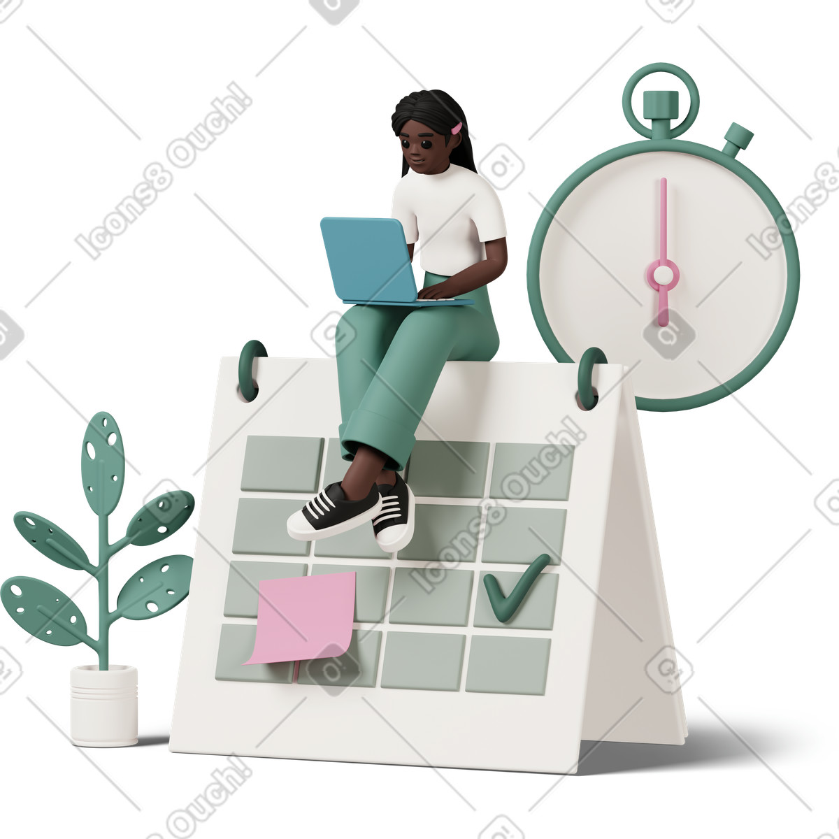 Иллюстрация Time management в стиле 3D Casual life — скачать в форматах PNG, SVG