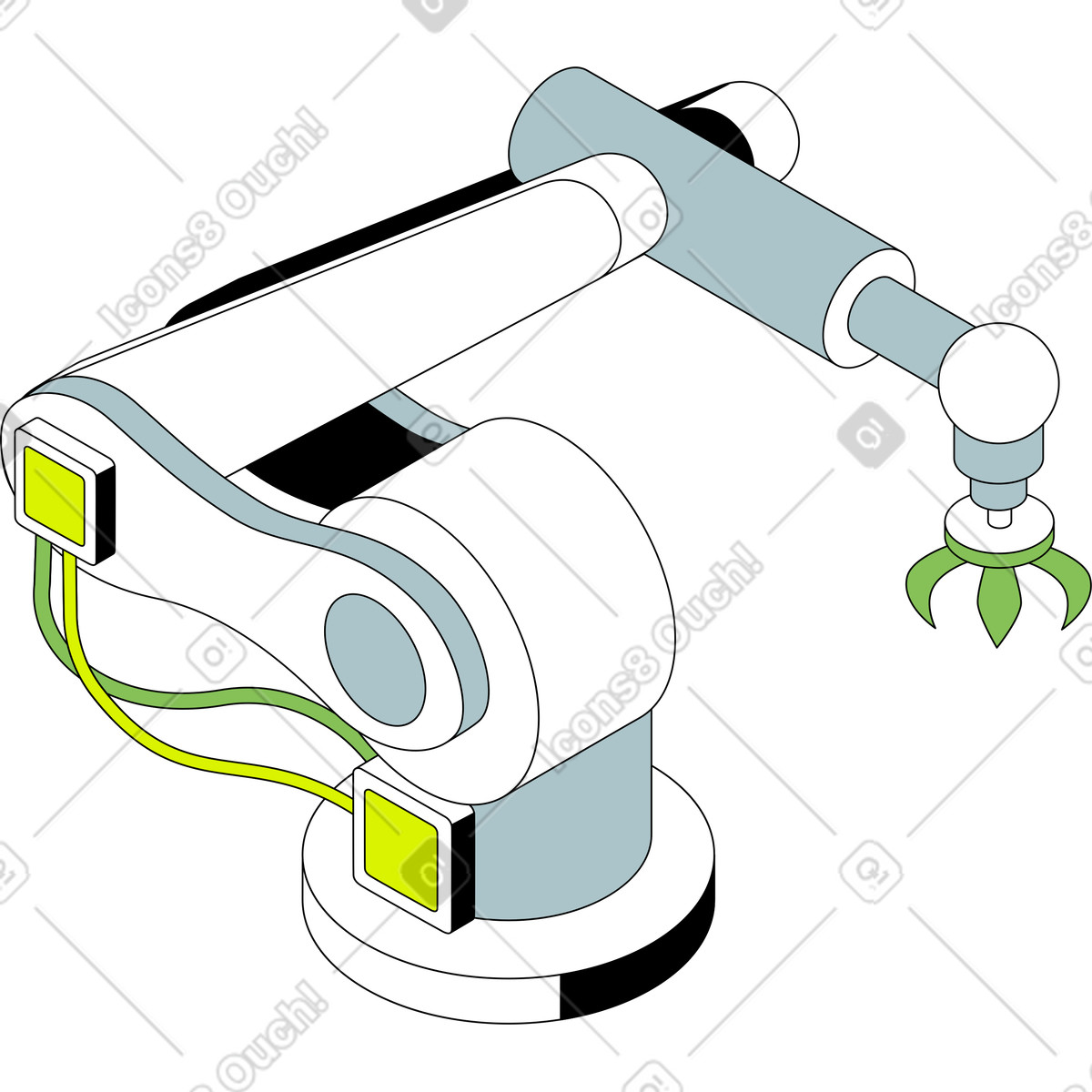 Ilustración Brazo robot manipulador en estilo Isometric a descargar en PNG y SVG
