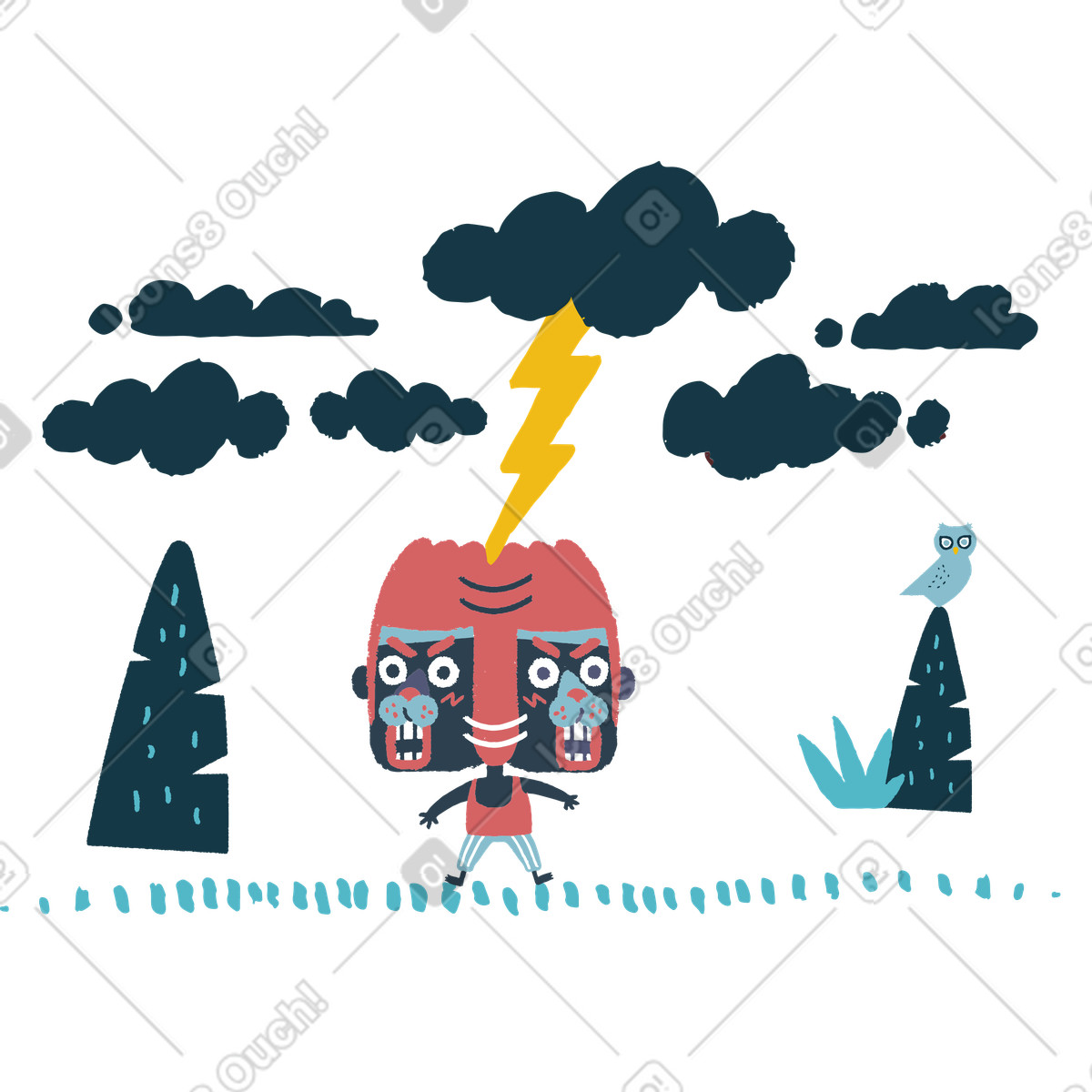 Lightning illustration in Flamenco style download in PNG, SVG