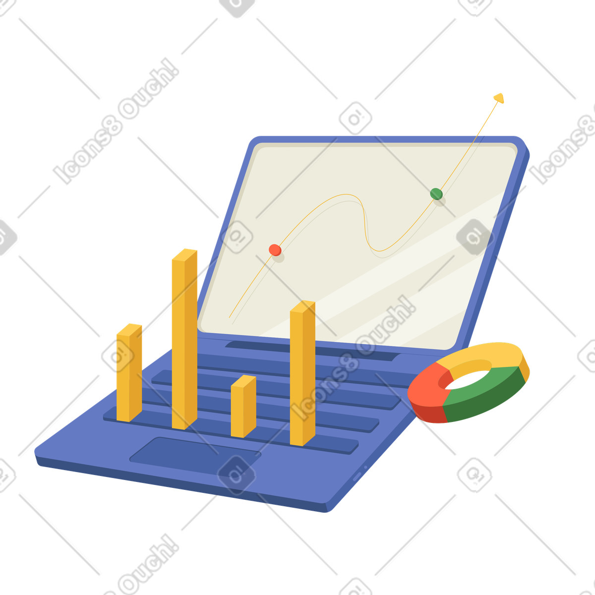 Ilustração animada de Análise negócios em um laptop no estilo Social para baixar GIF, Lottie (JSON), AE