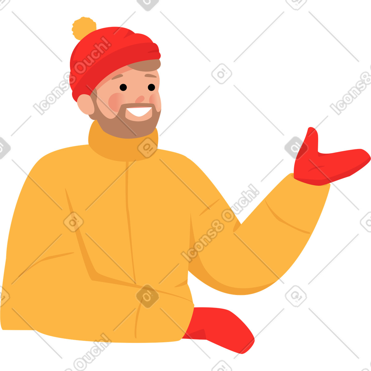 Mann in winterkleidung-Illustration im Lagom-Stil als Download PNG, SVG