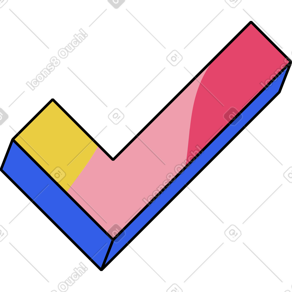 下载 Memphis 风格的 勾选大 插画，支持 PNG、SVG 格式