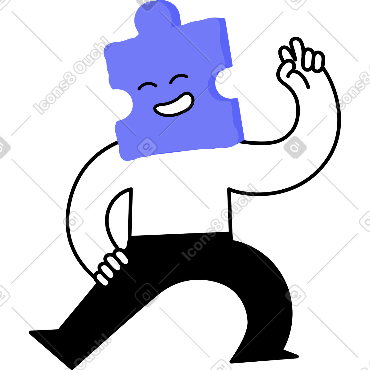 Illustration Personnage avec une tête de puzzle dans le style Giggle à télécharger aux formats PNG, SVG