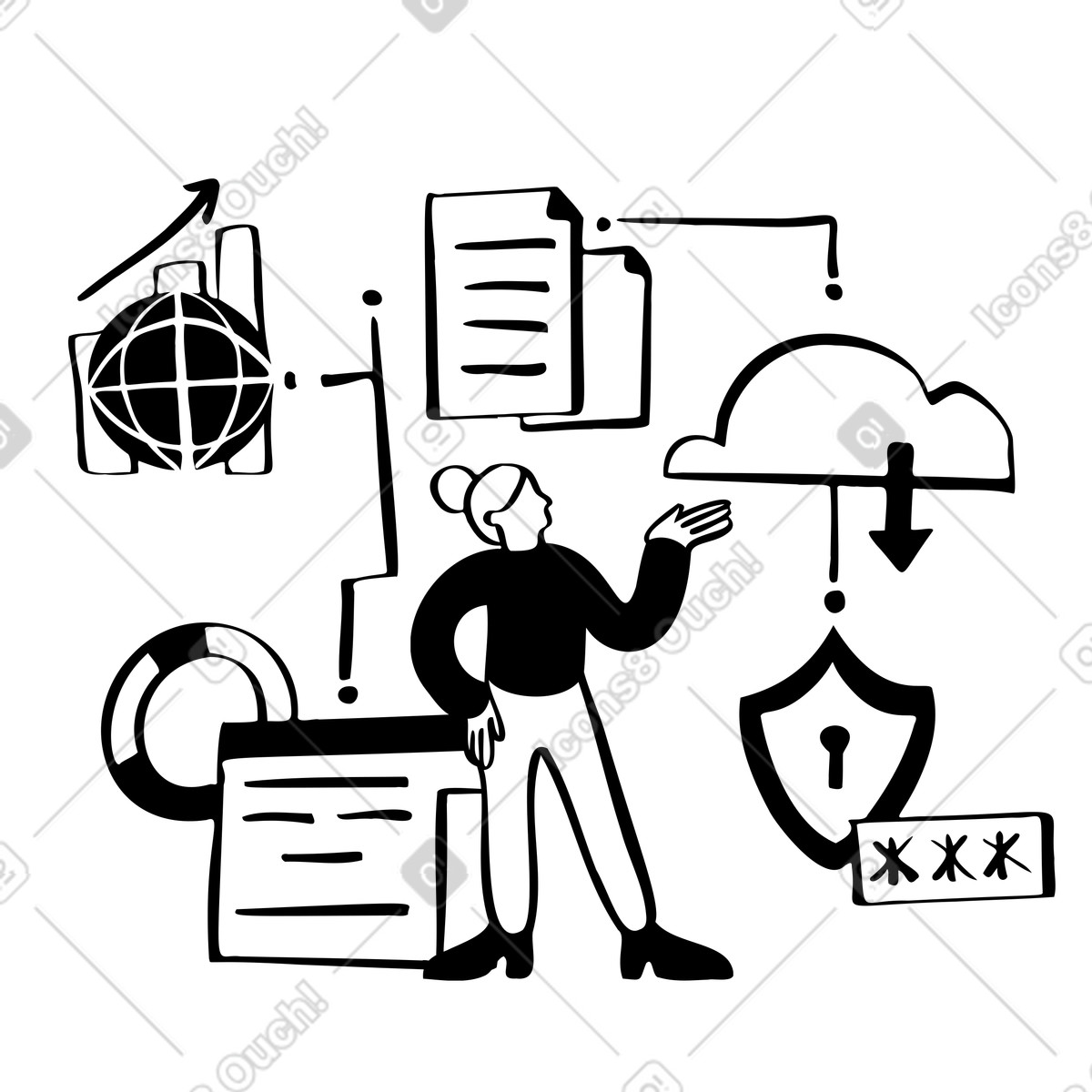 Ilustração de Mulher trabalhando com big data em PNG e SVG
