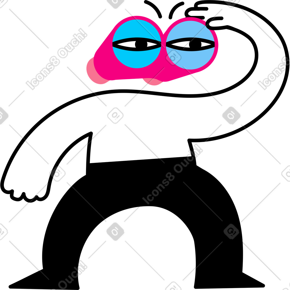 Ilustración Personaje con cabeza de binoculares en estilo Giggle a descargar en PNG y SVG