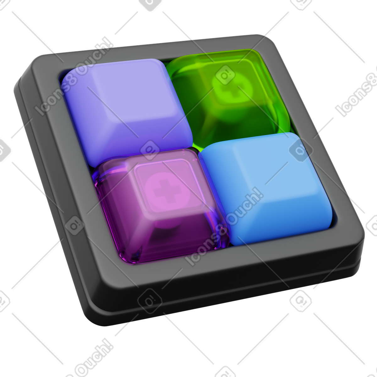 Tastiera macro da gioco, tasti colorati vuoti, tastierino programmabile illustrazione in stile 3D Playful scarica in PNG, SVG