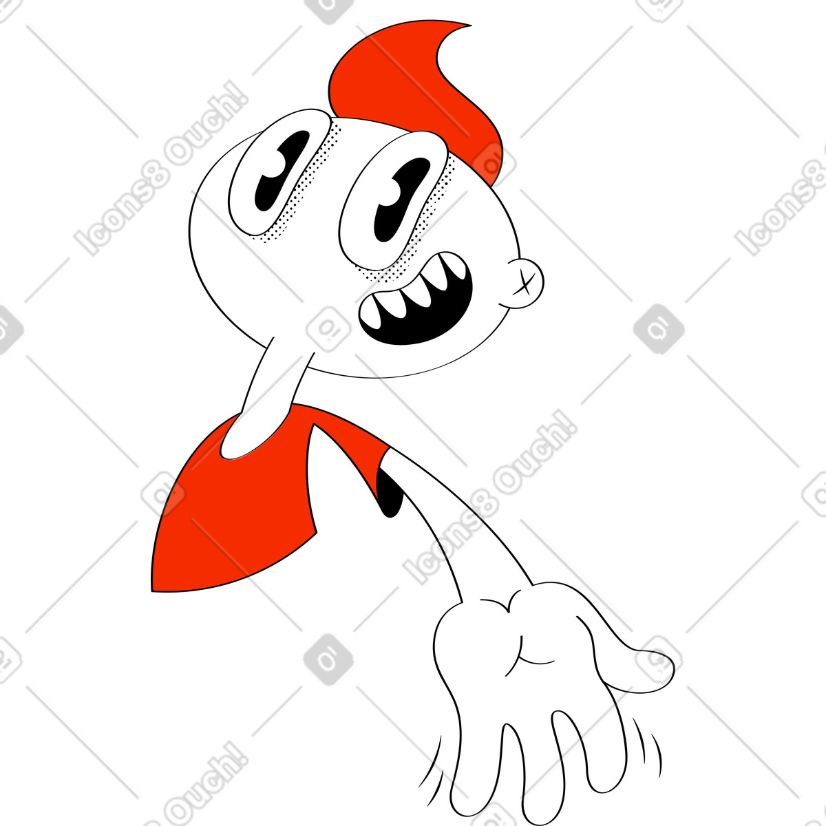 Ilustración Smiling man with palm up en estilo Looney a descargar en PNG y SVG