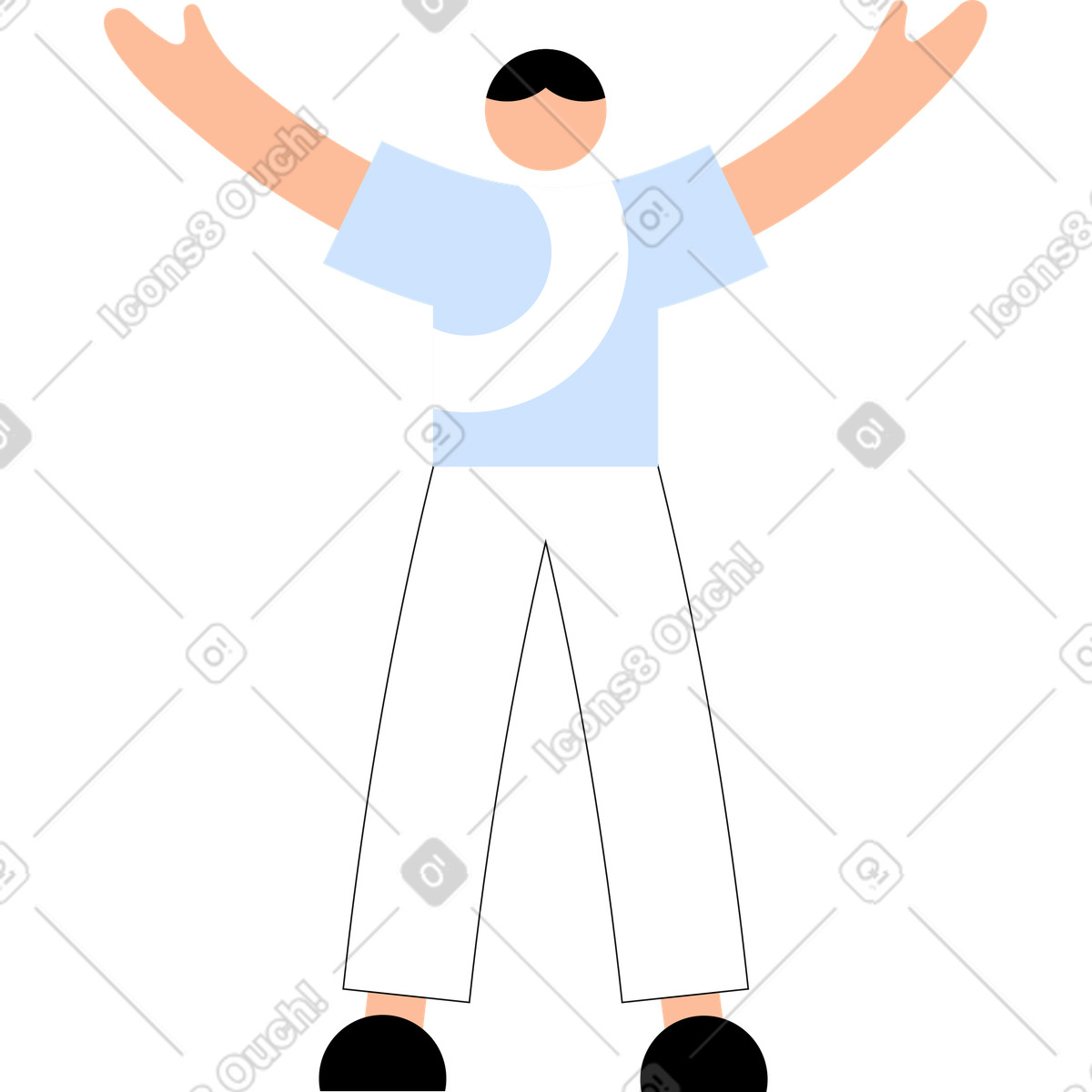 Ilustração de Jovem pé e levantando os braços em no estilo Tiny para baixar em PNG, SVG