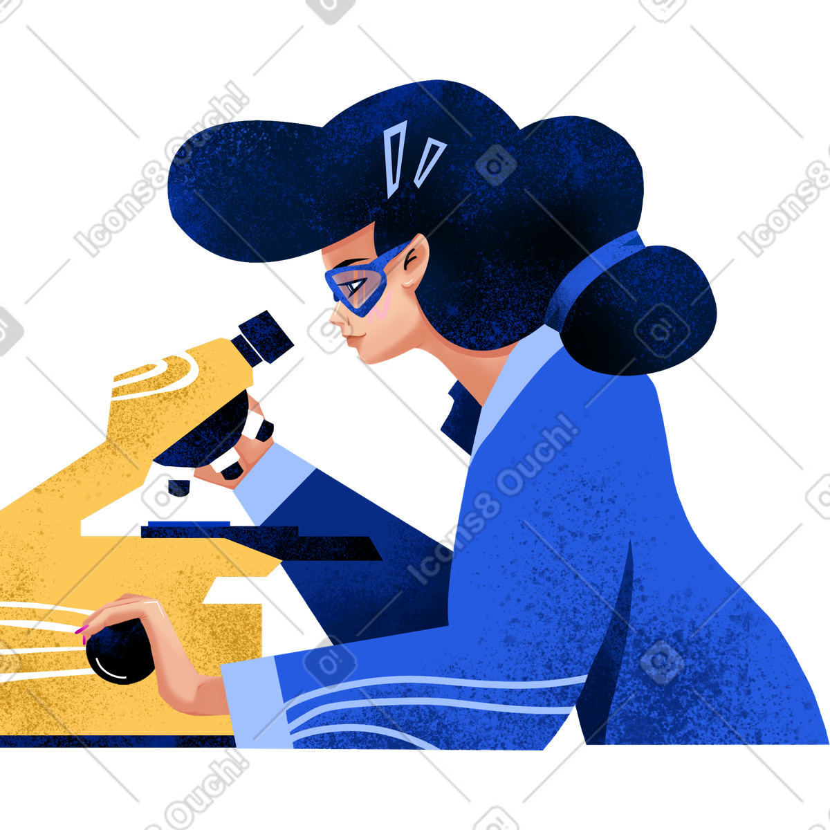 Ilustración Woman scientist with a microscope en estilo Flare descargar en PNG y SVG