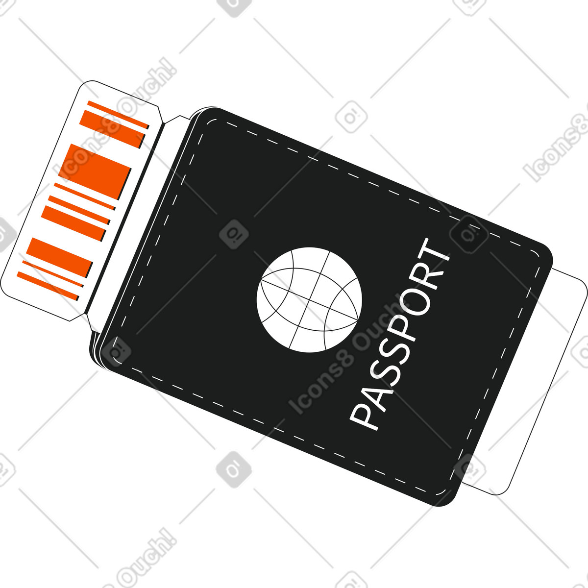 Passaporto con portafoglio illustrazione in stile Strict scarica in PNG, SVG