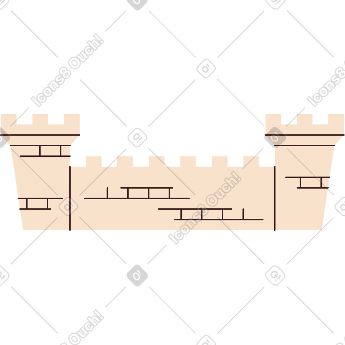 Castle with towers illustration in PNG, SVG