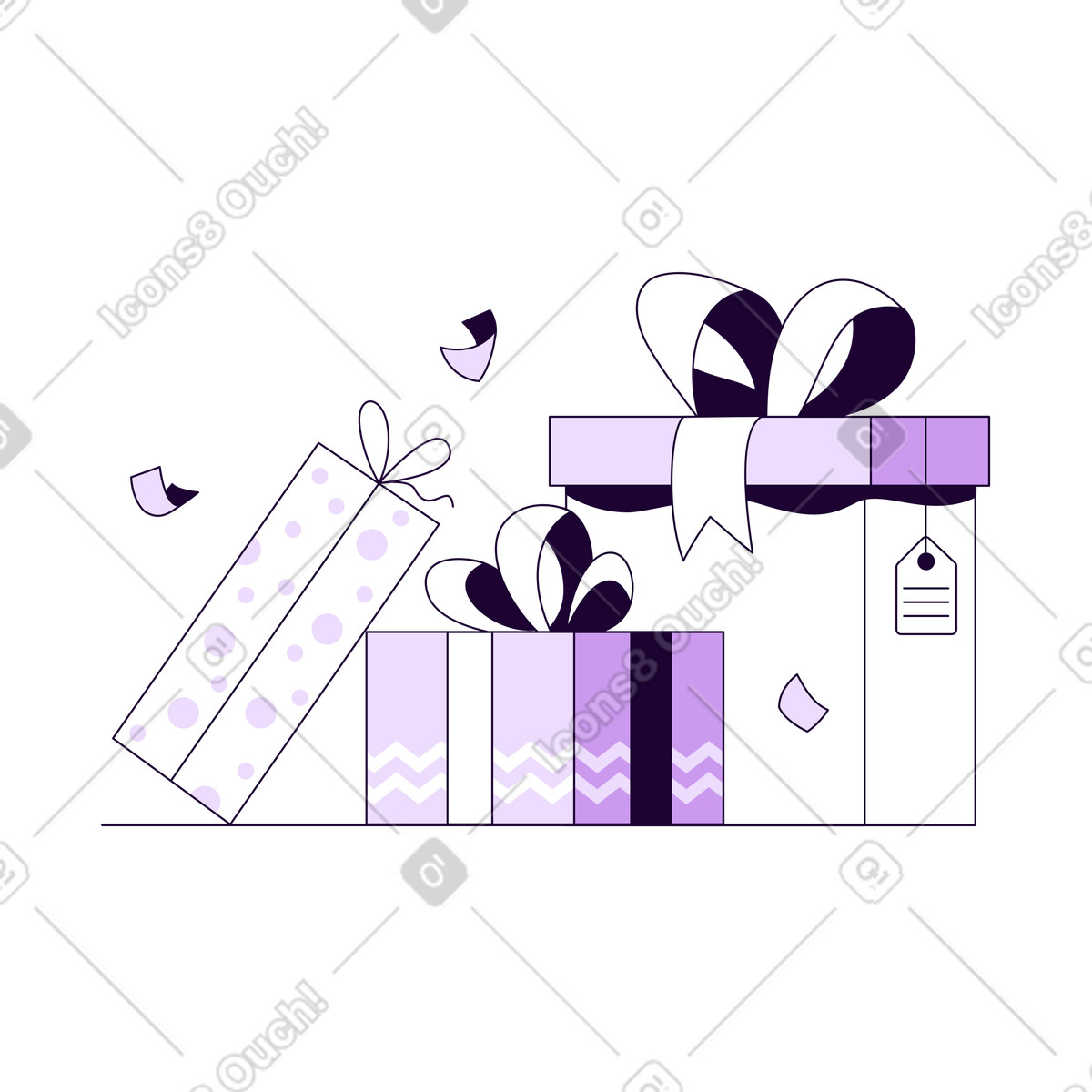Confezioni regalo e coriandoli illustrazione in stile Martina scarica in PNG, SVG