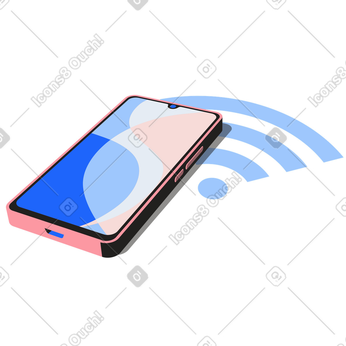 Mobiler hotspot und wlan-verbindung auf dem smartphone-Illustration im Editorial-Stil als Download in PNG, SVG
