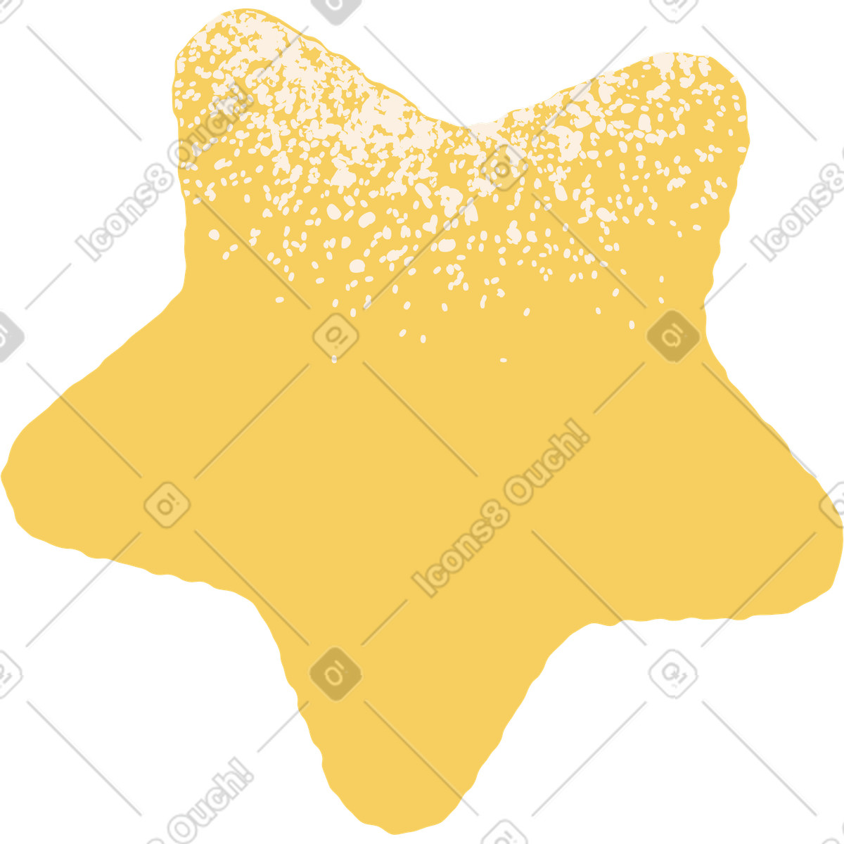 Иллюстрация Yellow star shape with white splatter texture top в стиле Pablo — скачать в форматах PNG, SVG