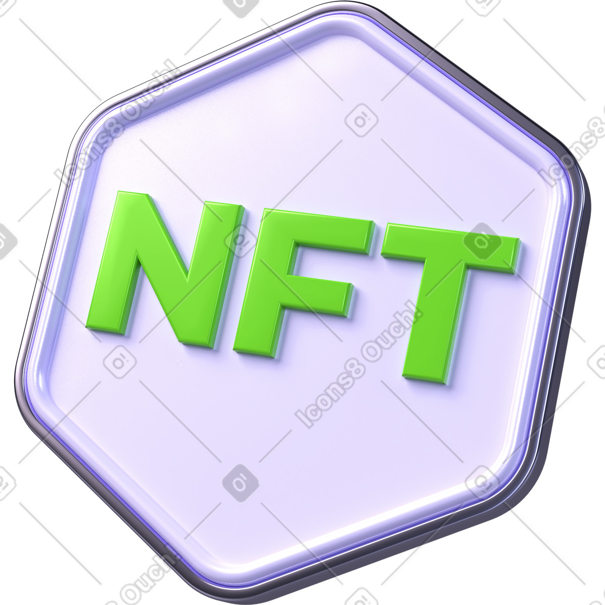 Nft token badge, digital asset icon, blockchain collectible label illustration in PNG, SVG