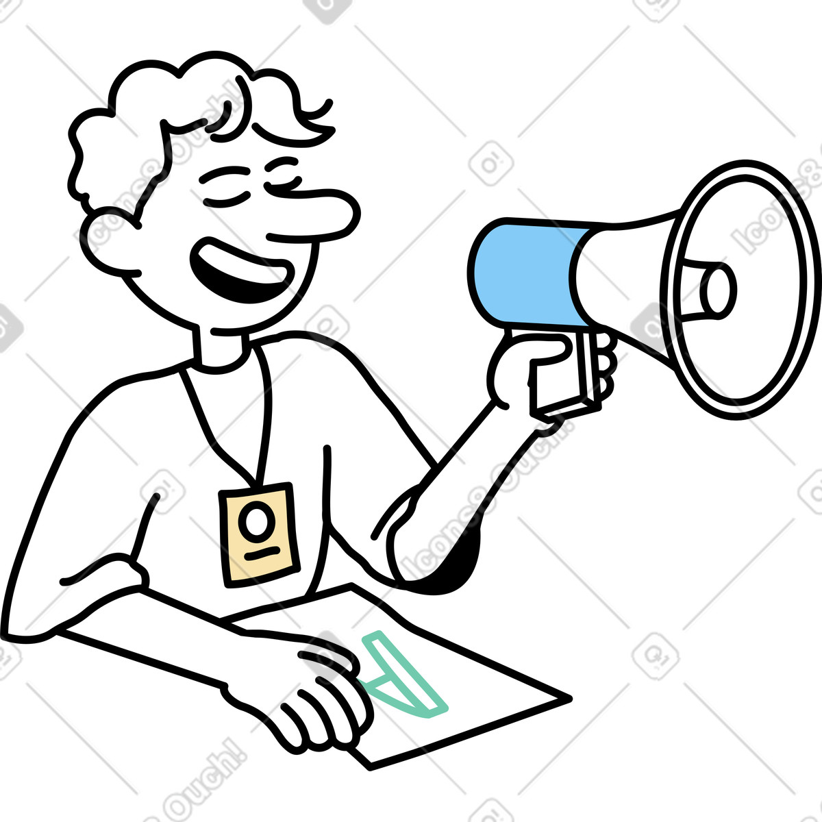 Notes スタイルの メガホンを持つ男 のイラストをPNG、SVG形式でダウンロード