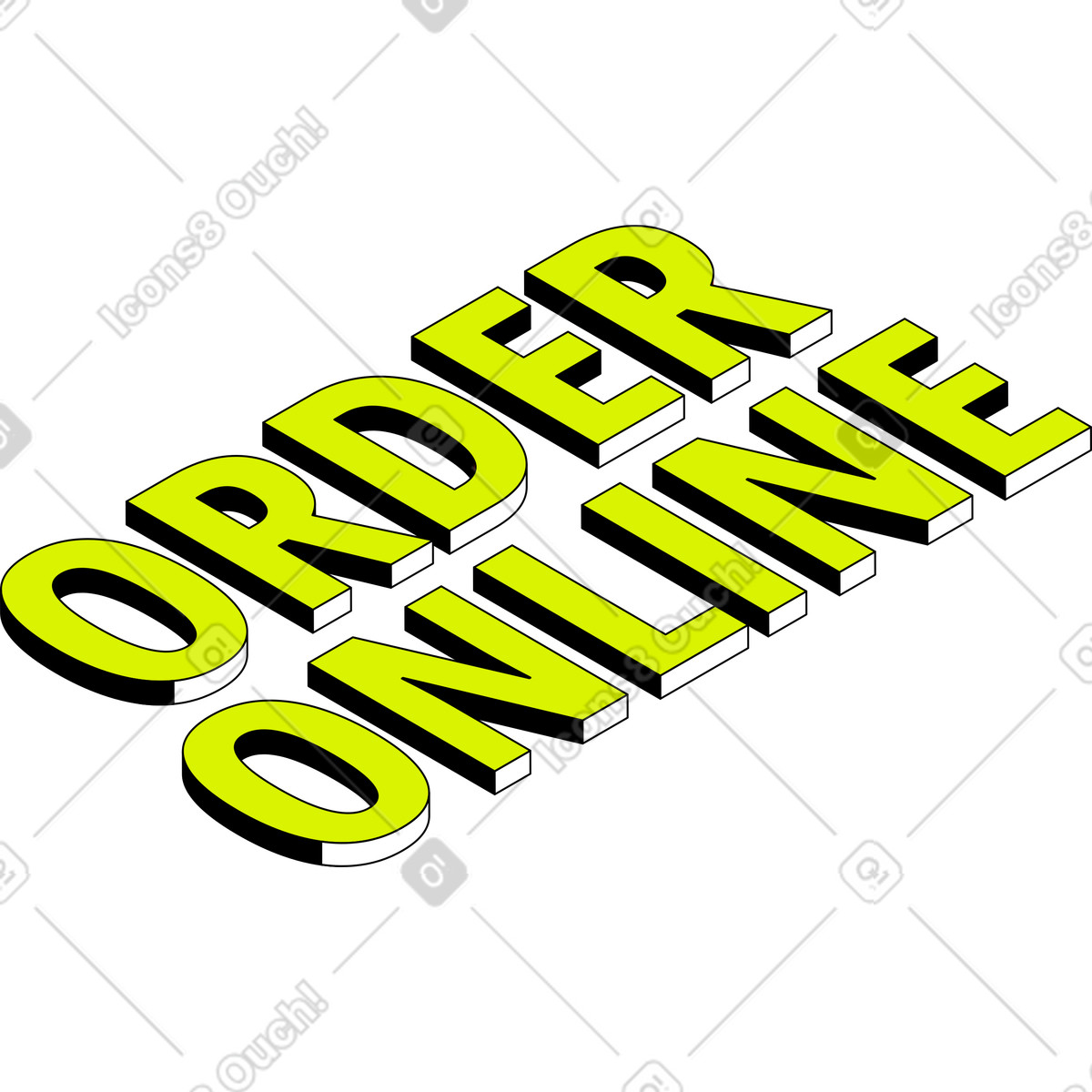 Ilustração de Texto on-line pedido letras em no estilo Isometric para baixar em PNG, SVG