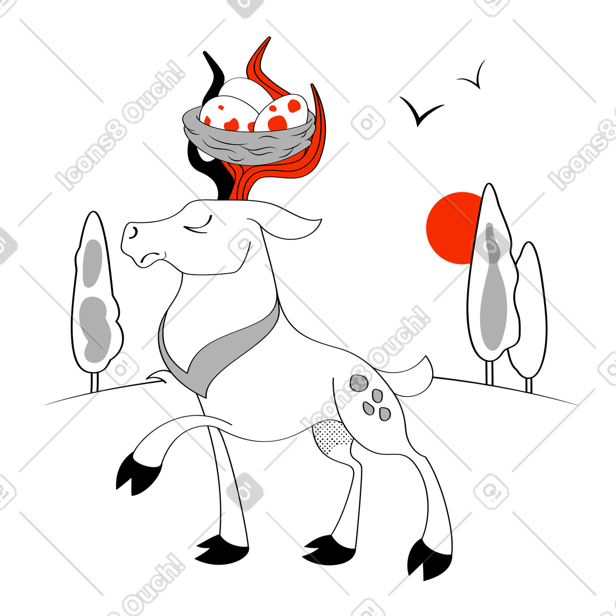 Looney スタイルの 屋上の家 のイラストをPNG、SVG形式でダウンロード