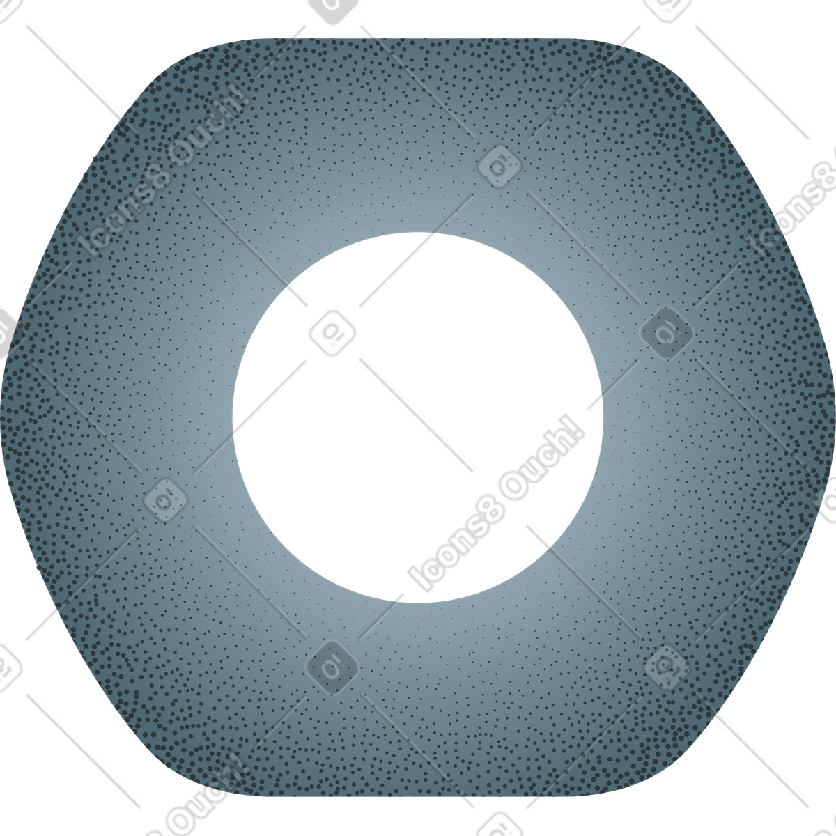 Grey hex nut with grainy texture illustrazione in stile Grain scarica in PNG, SVG