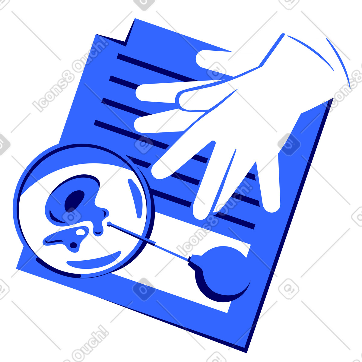Bio-science research papers and gloves-Illustration im Lounge-Stil als Download in PNG, SVG