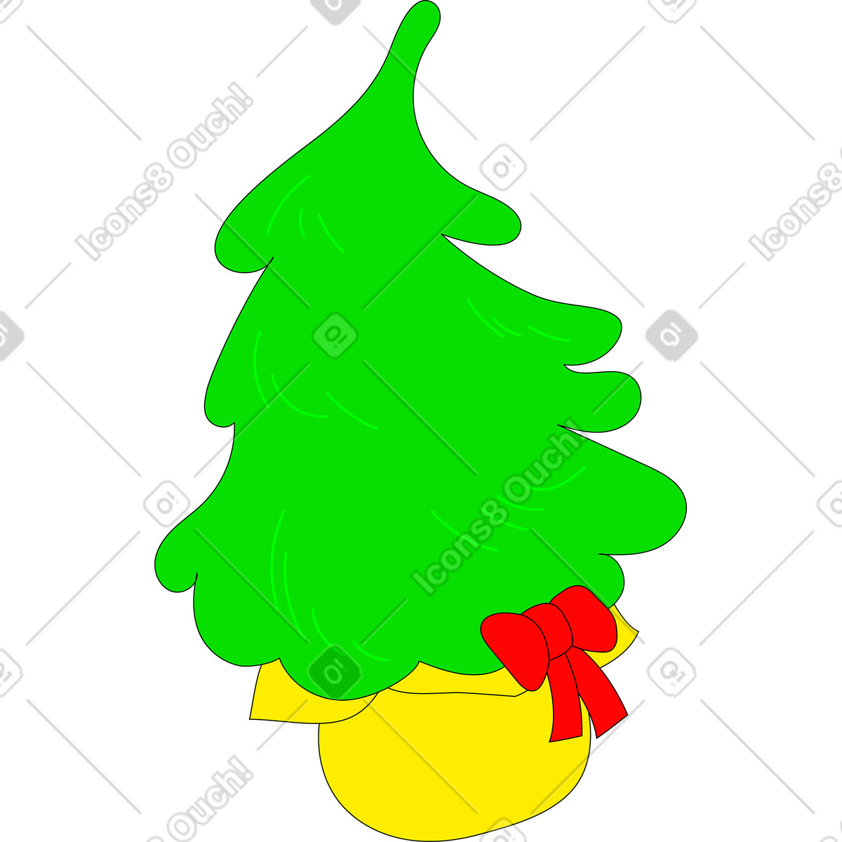 Weihnachtsbaum-Illustration im Pop-Stil als Download in PNG, SVG