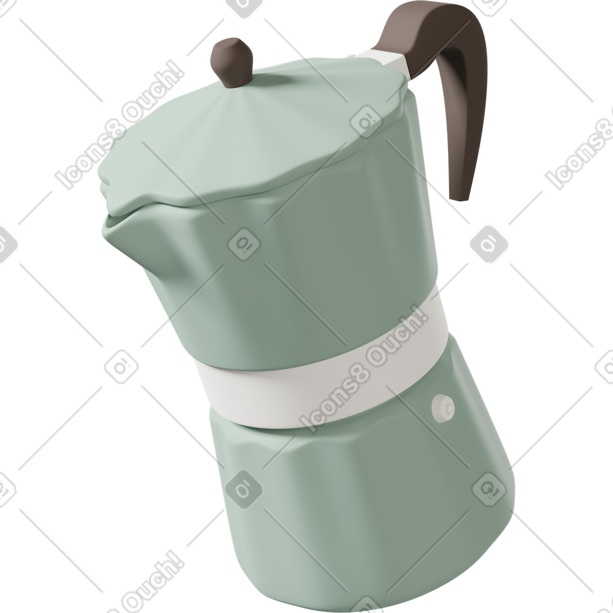 Gr&uuml;ne moka-kanne-Illustration im 3D Casual life-Stil als Download in PNG, SVG