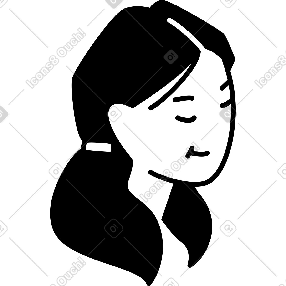 Testa di giovane donna con due code di cavallo illustration in PNG, SVG