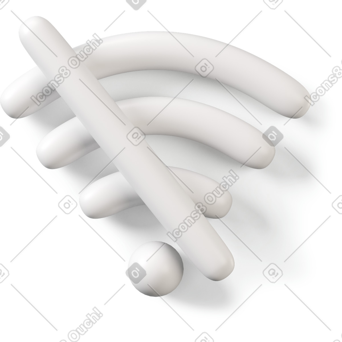 3D Buddy スタイルの 白のwifiアイコンなし のイラストをPNG、SVG形式でダウンロード