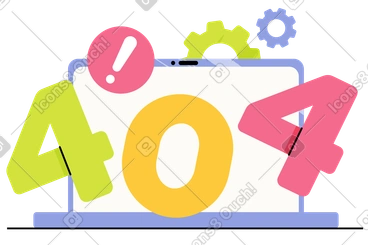 Lettering Error 404 with warning sign and gears text PNG, SVG