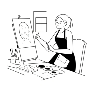 Someone engaged in a hobby like painting or crafting, using it to build skills for their resume