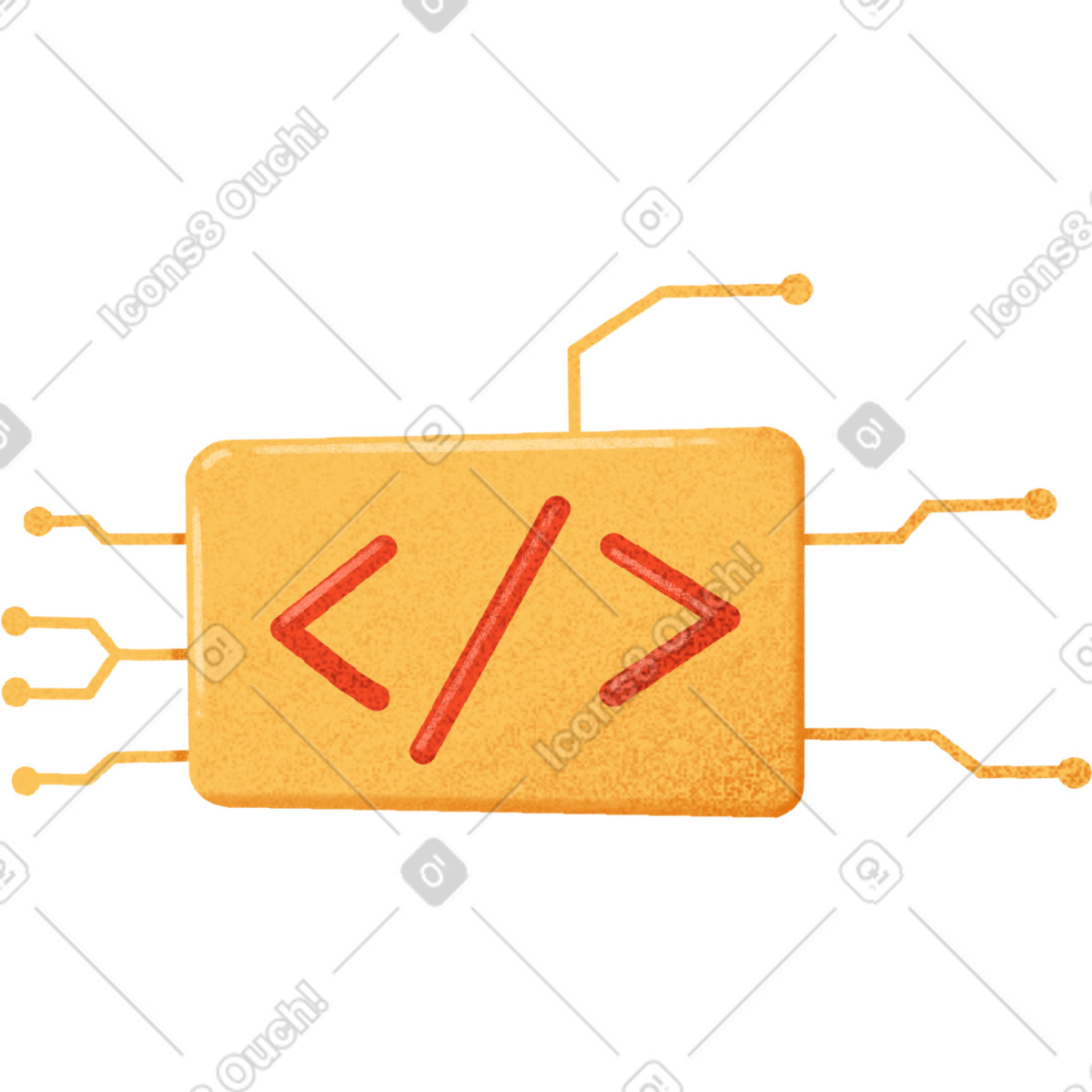 Yellow rectangle with red brackets for code illustration in Gleam style download in PNG, SVG