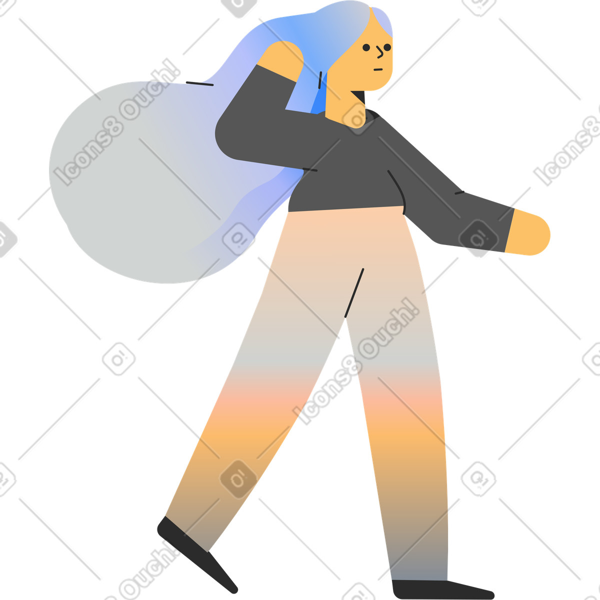 Ilustração de Menina em no estilo Marginalia para baixar em PNG, SVG