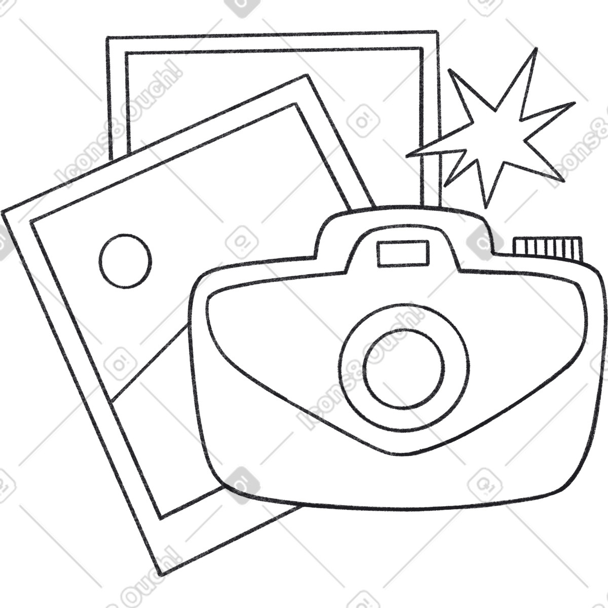 Camera and two photos-Illustration im Bonbon Line-Stil als Download in PNG, SVG