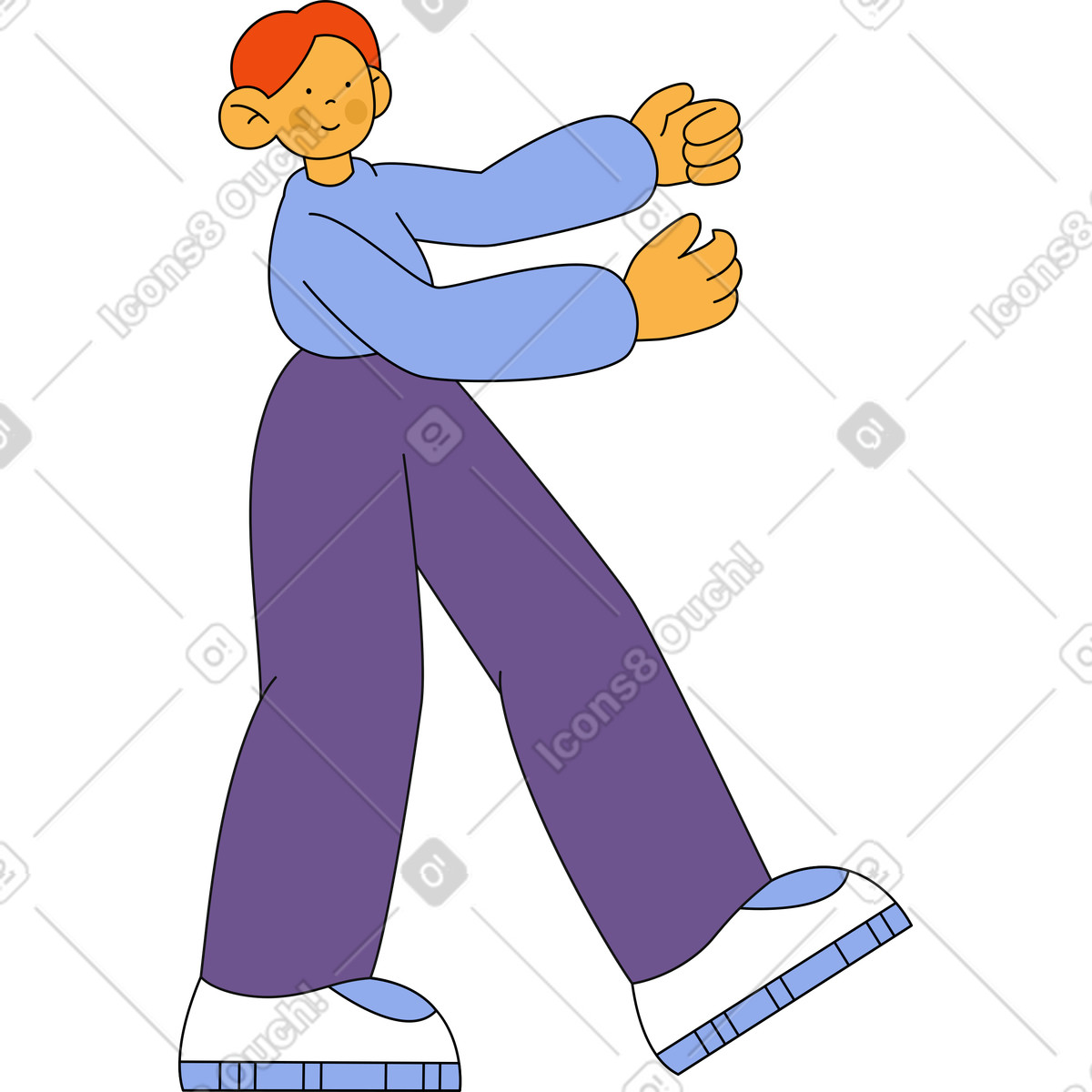 Illustration L'homme marche et tient quelque chose dans ses mains le style Bloom à télécharger aux formats PNG, SVG