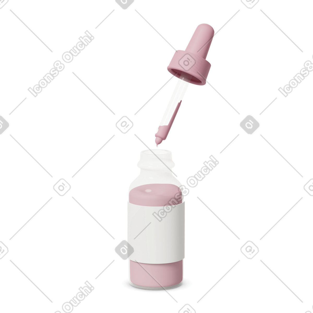 3D Casual life スタイルの Open cosmetic serum bottle with dropper のイラストをPNG、SVG形式でダウンロード