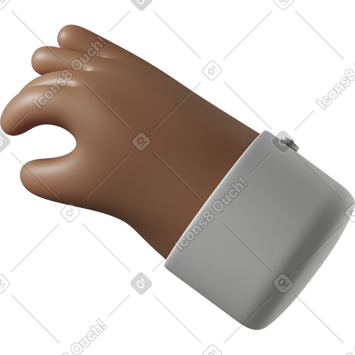 Dark brown skin hand takes illustration in 3D Hands Fun&Wild style download in PNG, SVG