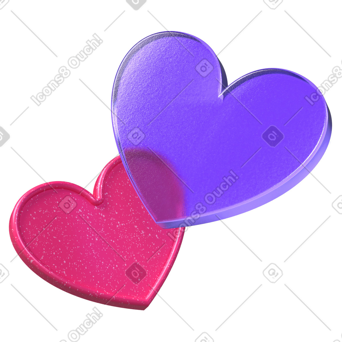 Ilustración Corazones de vidrio y plástico en estilo 3D Boost a descargar en PNG SVG