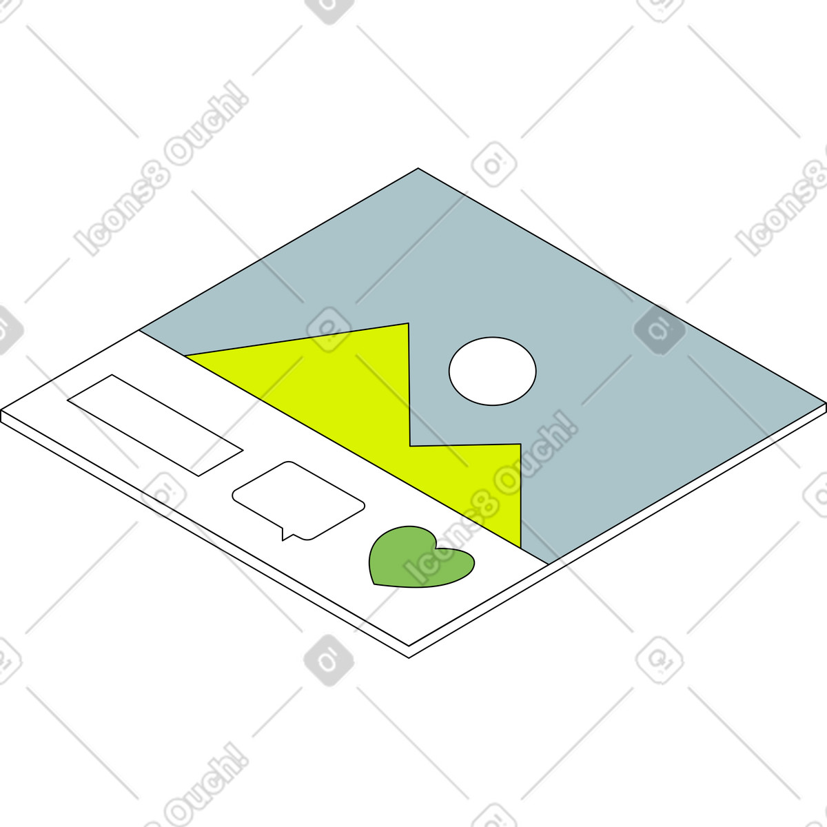 Finestra della foto illustrazione in stile Isometric scarica in PNG, SVG