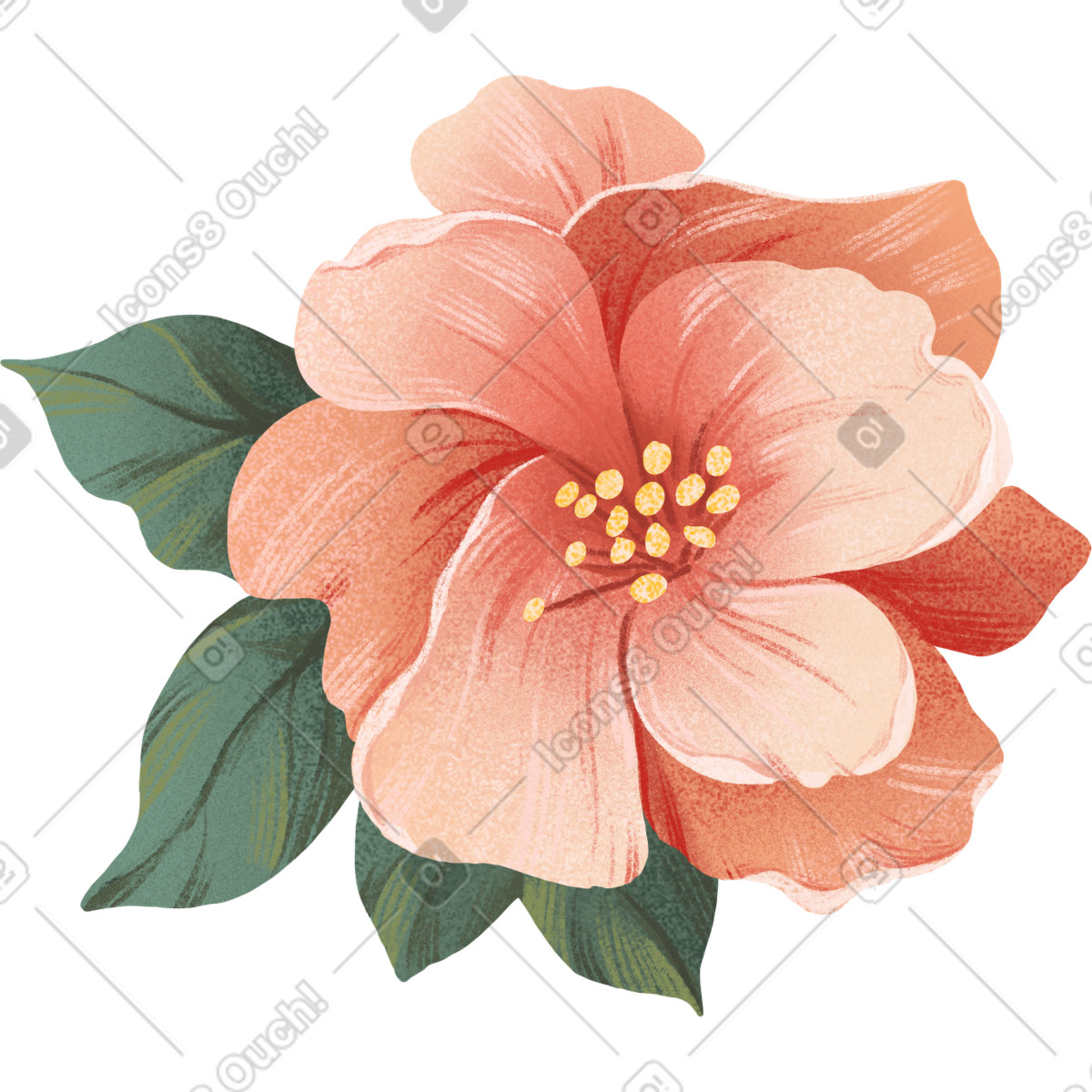 Piccolo fiore di rosa canina con foglie illustrazione in stile Floral scarica in PNG, SVG