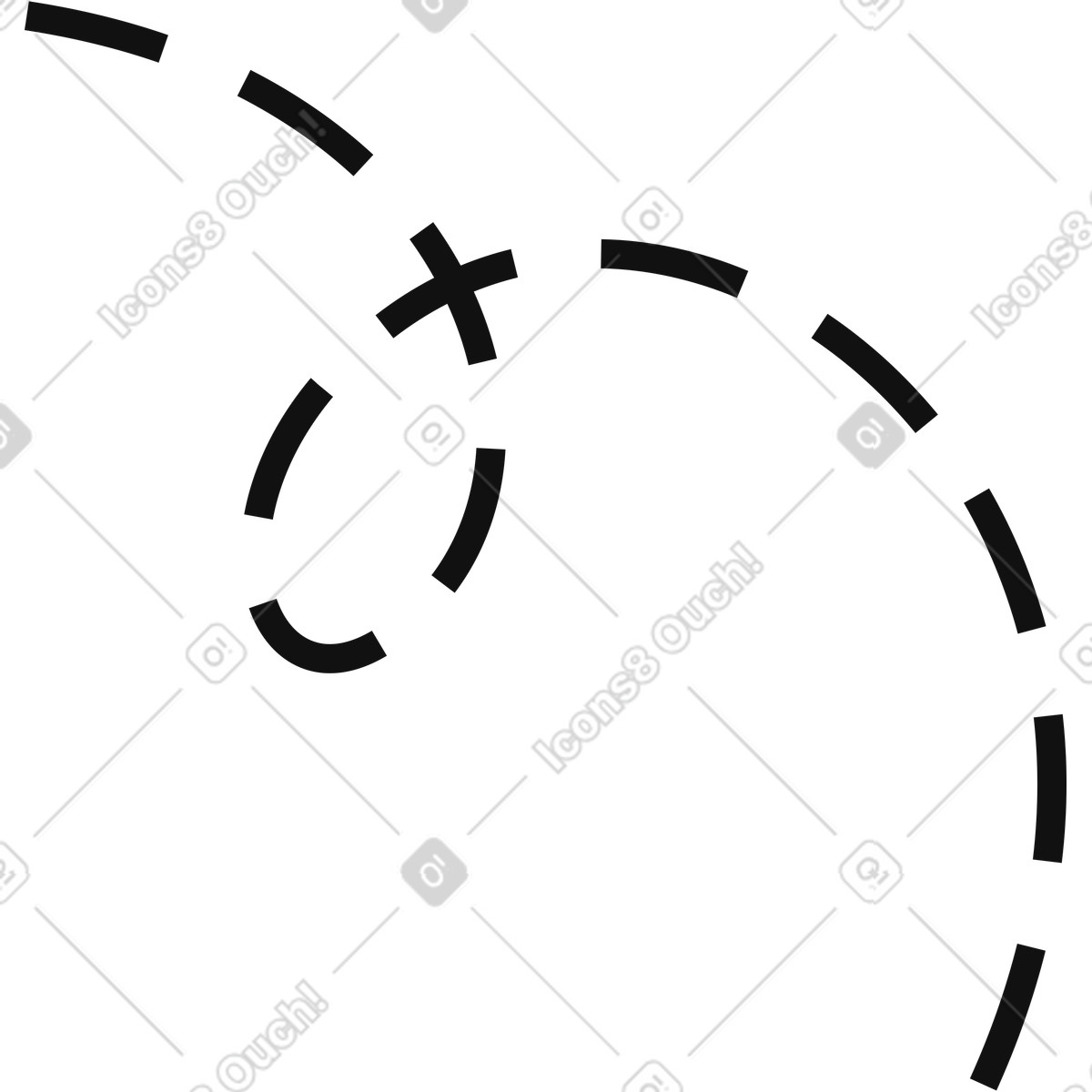 Route dashed line for travel journey path and movement illustration in Main style download in PNG, SVG